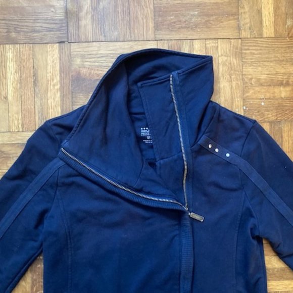Neon Buddha Navy Blue Side Zip Up Cotton Tunic Yoga Style Jacket in XS - Picture 2 of 7
